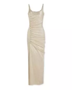 Собранное макси-платье с люрексом Rabanne, серебряный