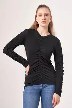 Собранный дизайн, черное боди Mizalle