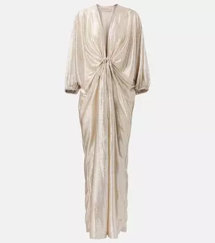 Собранный кафтан из ламе Adriana Degreas, серебряный