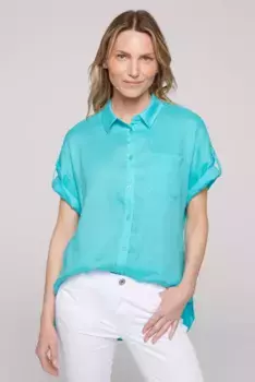 SOCCX блузка с короткими рукавами и нагрудным карманом, цвет Lagoon Blue
