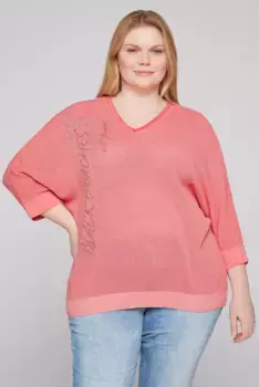 SOCCX Свитер с V-образным вырезом, V-образный вырез, красный