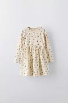 Сочетающееся цветочное платье ZARA, экрю