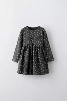 Сочетающееся цветочное платье ZARA, антрацитово-серый