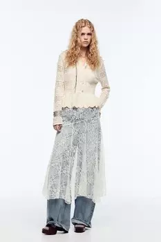 Сочетающийся кардиган из пуантельной вязки ZARA, экрю