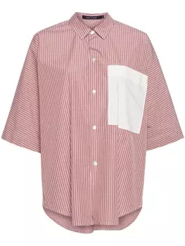 Sofie D'hoore рубашка в полоску с накладными карманами, коричневый