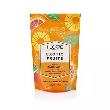 Соль для ванн с ароматом экзотических фруктов и акб из био-воды бамбука 500 г, I Love