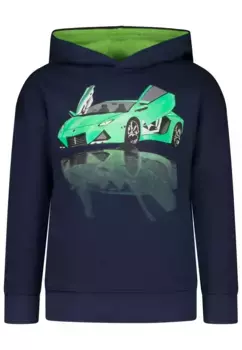 СОЛЬ И ПЕРЕЦ Толстовка с капюшоном "Зеленая машина" и крупным изображением гоночного автомобиля Salt And Pepper, синий