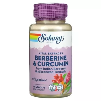 Solaray Берберин и экстракты корня куркумина, 60 растительных капсул