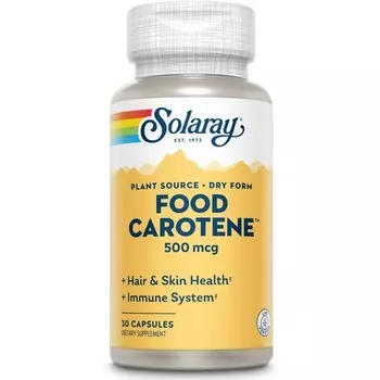 SOLARAY Food Каротин Сухой Витамин А 10000 МЕ 30 капсул