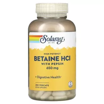 Solaray HCL with Pepsin 650 mg 250 Capsules