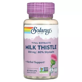 Solaray Экстракт семян расторопши для приема один раз в день 350 мг 60 вегетарианских капсул