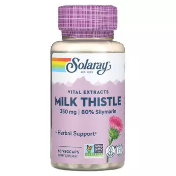 Solaray, Экстракт семян расторопши, для приема один раз в день, 350 мг, 60 вегетарианских капсул