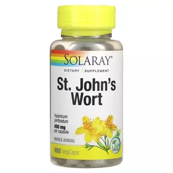 Solaray Органически выращенный зверобой 450 мг, 100 растительных капсул
