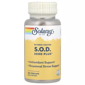 Solaray, СОД с кишечнорастворимой оболочкой 2000 Plus , 100 растительных капсул