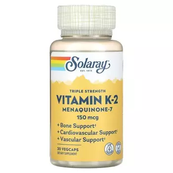 Solaray Triple Strength Vitamin K-2 Menaquinone-7 150 mcg 30 VegCaps