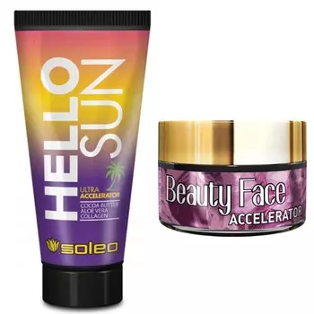 Soleo, ускоритель Hello Sun + баночка для лица Beauty Face Australian Gold