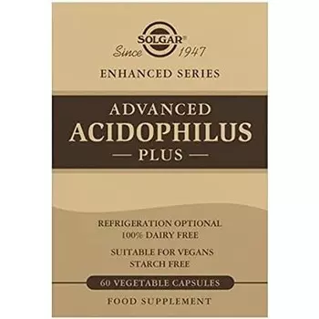 Solgar Advanced Acidophilus Plus Растительные капсулы, 60 капсул — поддерживают пищеварение и уровень здоровых бактерий