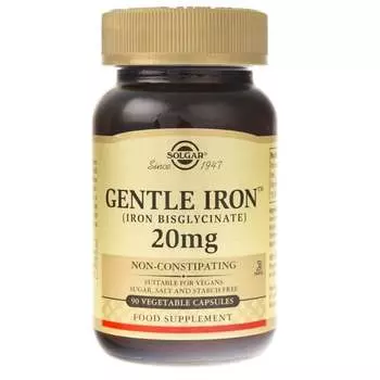 Solgar, Gentle Iron, хелат аминокислот, 90 капсул.