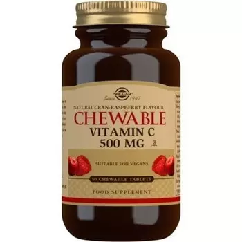 Solgar Витамин С, 500 мг, жевательные таблетки со вкусом крана и малины, 90 порций, 90 шт.