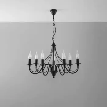 SOLLUX люстра "MINERWA", 7 языков пламени, лампа E14 | без лампы, слякотный режим SOLLUX lighting Высота: 80 см, черный