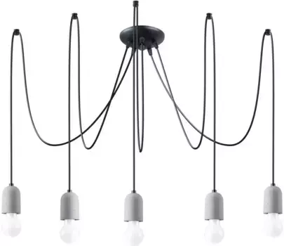 SOLLUX люстра "NESO", 5 языков пламени, лампочка E27 | без лампочек, распределенный свет SOLLUX lighting Рост: 190 см, серо-черный