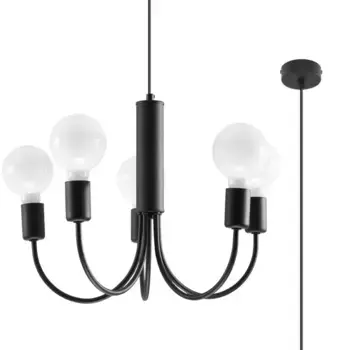 SOLLUX люстра "PICCOLO", 5 языков пламени, лампа E27 | без лампы, слякотный режим SOLLUX lighting Высота: 100 см, черный