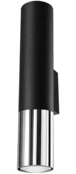 SOLLUX настенный светильник "LOOPEZ", 2 лампочки, лампа GU10 | без лампочки, верх светится SOLLUX lighting Высота: 29 см, черный/хром