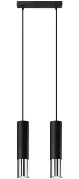 SOLLUX освещение подвесной светильник "LOOPEZ", 2 лампочки, лампа GU10 | без лампы, слякотный режим SOLLUX lighting Высота: 90 см, черный/хром