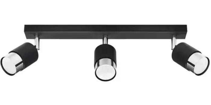 SOLLUX потолочный светильник "NERO", 3 лампочки, лампа GU10 | без лампочки, подвижный абажур SOLLUX lighting Высота: 18 см, черный/хром