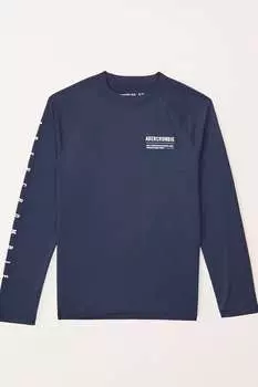 Солнцезащитная футболка с длинными рукавами и логотипом Abercrombie & Fitch, синий