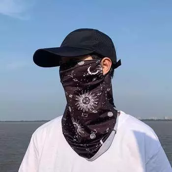 Солнцезащитная маска Kuang-Chi, мужская маска для лица и шеи, летняя маска из ледяного шелка, мужская маска для шеи, велосипедная мотоциклетная велосипедная маска Pattern-Xingchen