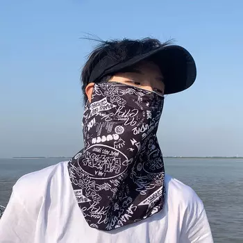Солнцезащитная маска Kuang-Chi, мужская маска для лица и шеи, летняя маска из ледяного шелка, мужская маска для шеи для езды на велосипеде, мотоциклетная велосипедная маска, разнообразный английский черный комплект из трех частей, пустой цилиндр...