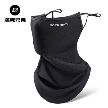 Солнцезащитная маска Rock Brothers, анфас, мотоциклетный капюшон, шарф из ледяного шелка, летняя мужская и женская маска для лица для рыбалки, черная ROCKBROS