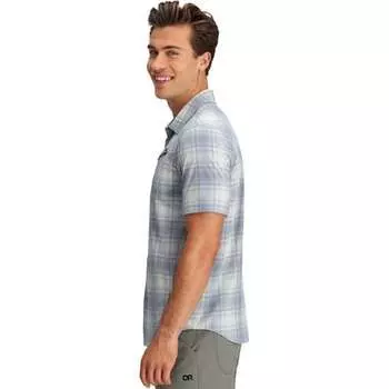 Солнцезащитная рубашка Astroman с короткими рукавами мужская Outdoor Research, цвет Slate Plaid