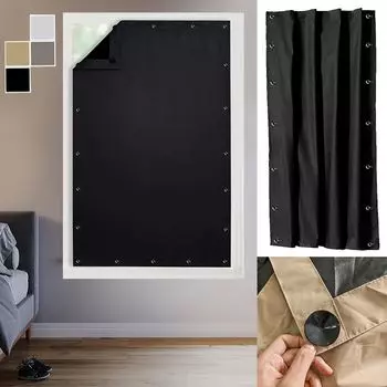 Солнцезащитная ткань для внутренней затемнения окон с присосками, затемняющая штора для окон без сверления, затемняющая штора, 130 х 200 см easy home, черный