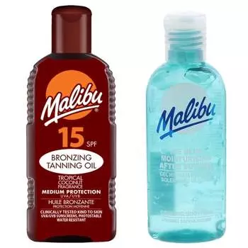 Солнцезащитное масло Malibu SPF15 200 мл + Гель после загара 100 мл