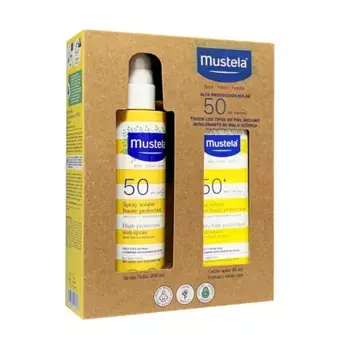 Солнцезащитное молочко и спрей с высокой защитой Pack Solar Spf50+ Mustela, 1 UD
