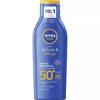 Солнцезащитное молочко Защита и уход SPF 50+ NIVEA, 200 ml