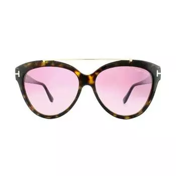 Солнцезащитные очки 0518 livia 52z темно-гавана градиент зеркальные фиолетовые Tom Ford, коричневый