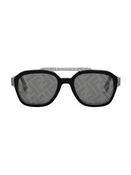 Солнцезащитные очки 52MM с геометрическим логотипом Fendi, серый
