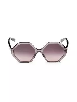 Солнцезащитные очки 55MM с геометрическим рисунком Ferragamo, цвет Crystal Grey