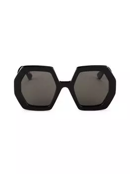 Солнцезащитные очки 56MM с геометрическим рисунком Gucci, черный