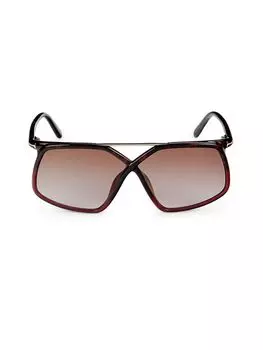 Солнцезащитные очки 64MM с геометрическим рисунком Tom Ford, цвет Dark Havana