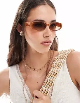 Солнцезащитные очки Aire Caellum slim с прямоугольной оправой и коричневыми дымчатыми линзами в винтажном черепаховом цвете