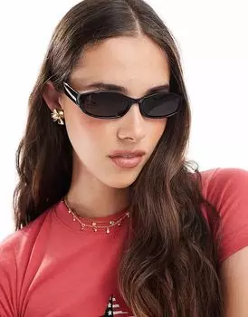 Солнцезащитные очки Aire Caellum slim с прямоугольной оправой и коричневыми дымчатыми линзами черного цвета