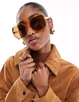 Солнцезащитные очки AJ Morgan большого размера в круглом исполнении золотого и коричневого цветов