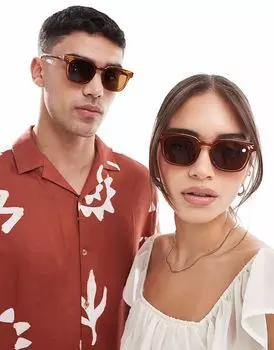 Солнцезащитные очки AJ Morgan on alert квадратные янтарного цвета с коричневыми линзами