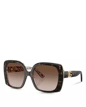 Солнцезащитные очки Allure Square, 56 мм Dolce & Gabbana, коричневый