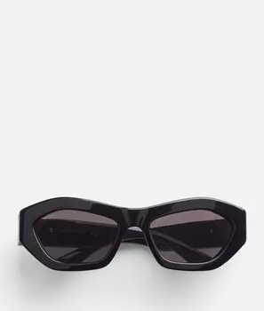 Солнцезащитные очки Angle шестиугольной формы Bottega Veneta, черный/серый