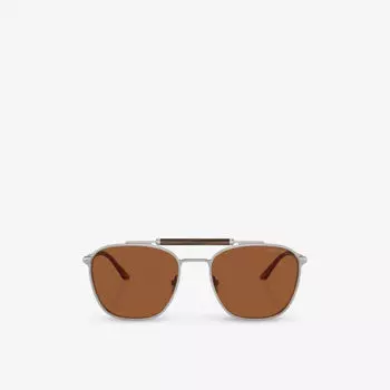 Солнцезащитные очки Ar6149 в квадратной оправе из металла Giorgio Armani, серебряный